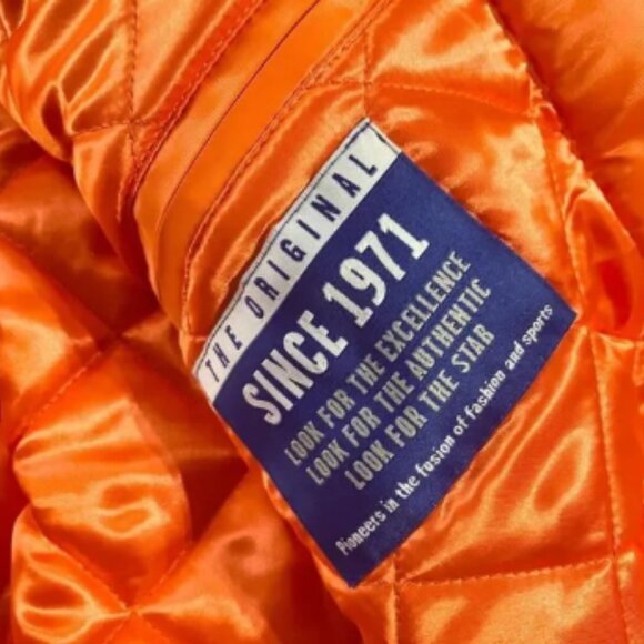 Starter Miami Dolphin Jacket Mens Large Orange Blue Varsity Bomber Super Bowl - Picture 9 of 12